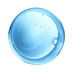 Blue gel drop with bubbles isolated on a transparent background
