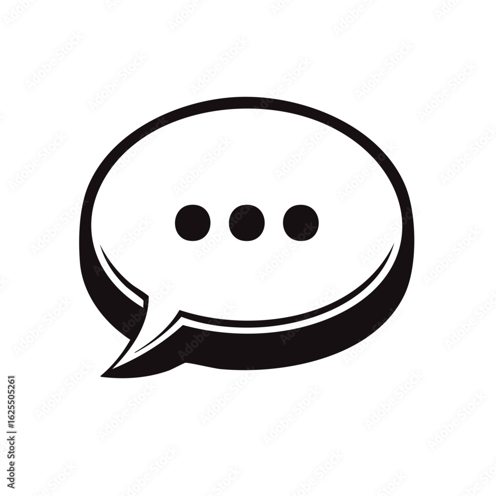 Poster black speech bubble with ellipsis icon simple vector graphic for chat message or communication symbo