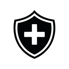 Fototapeta premium Medical health protection shield icon symbol of safety and security in healthcare