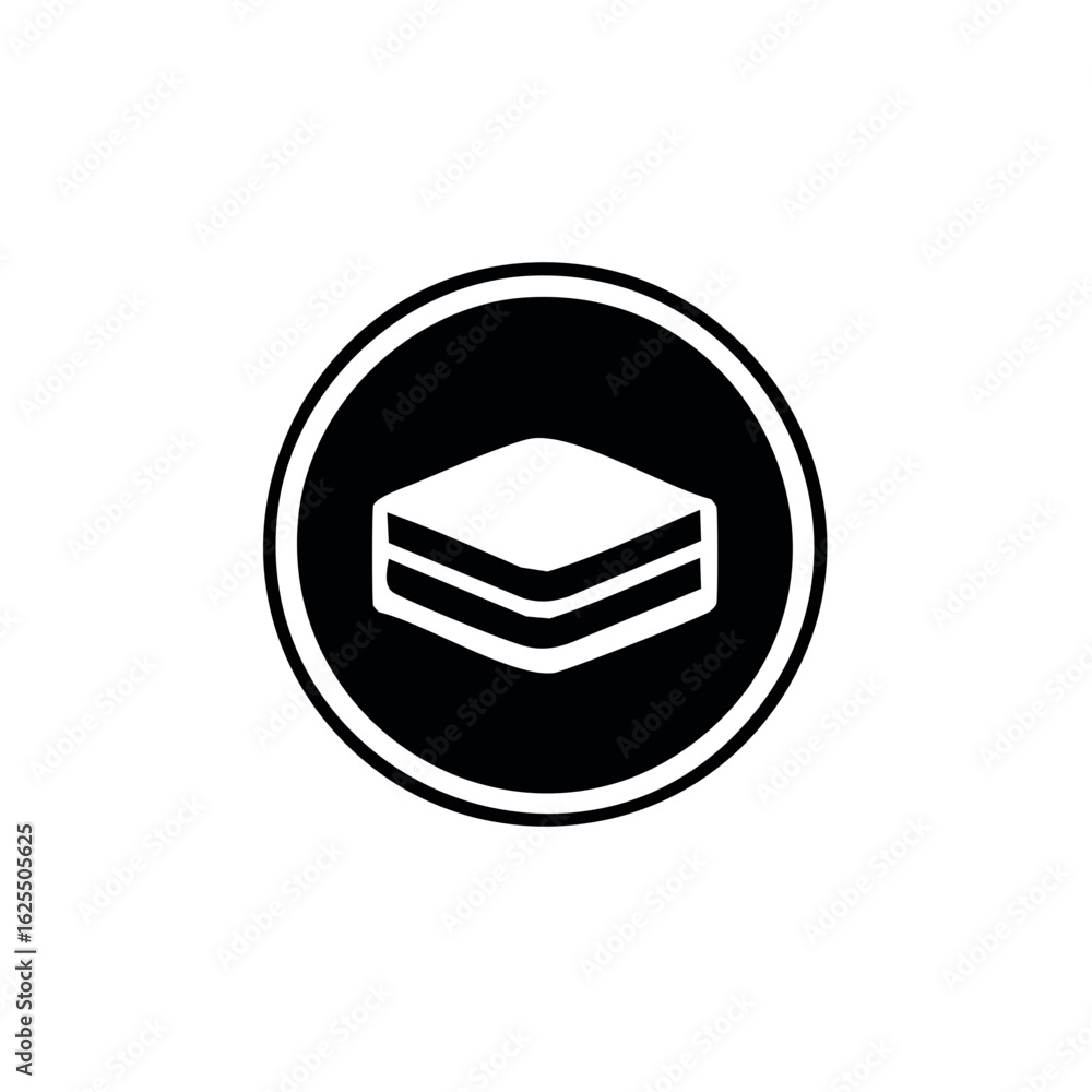 Poster stacked layers symbol in black circle icon modern geometric outline pattern