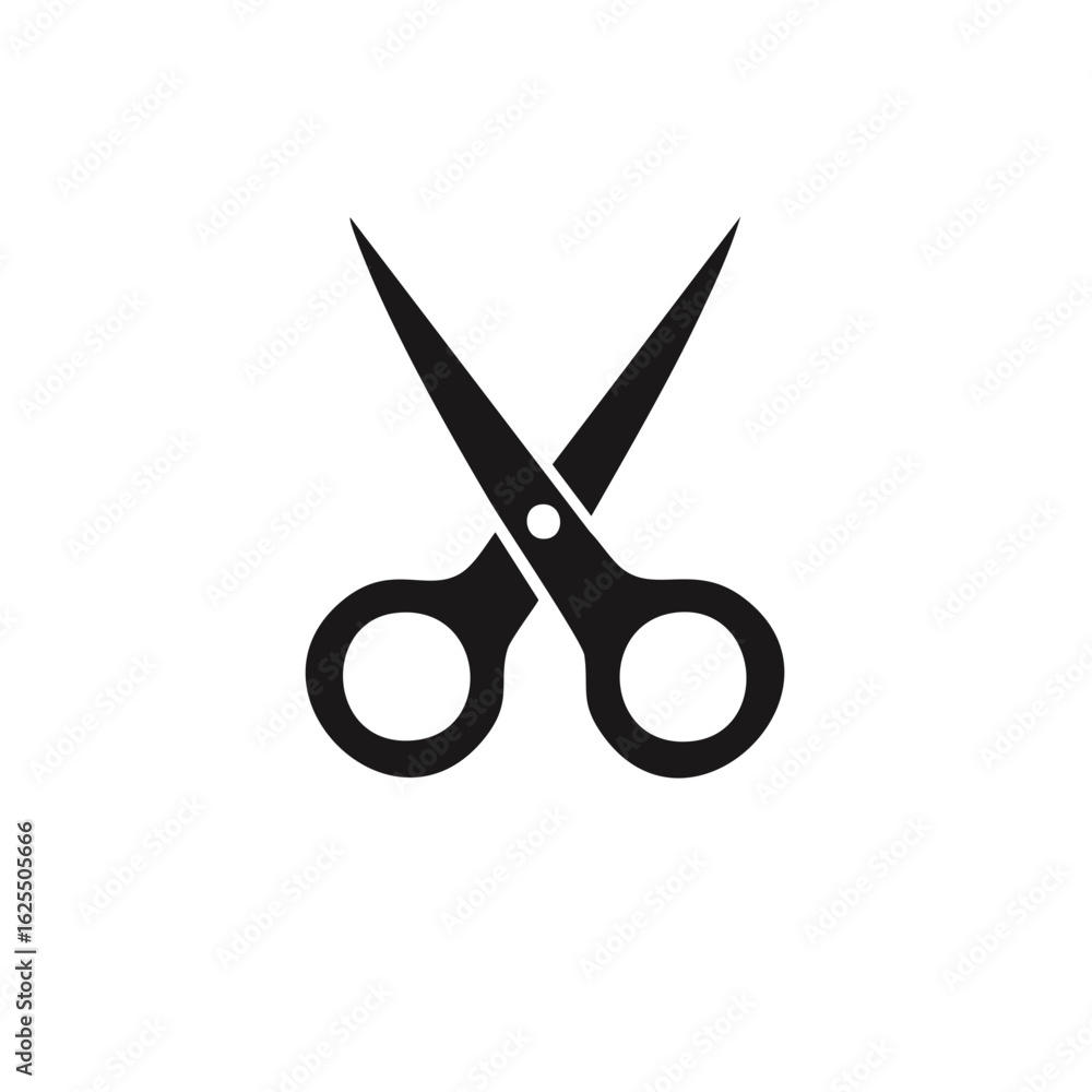 Poster black scissors icon simple silhouette design for cutting tailoring crafting editing projects