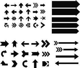 Set of diverse directional arrow designs for interface elements and navigation icons