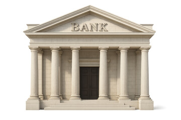 Obraz premium Bank building with columns representing stability and security on transparent background