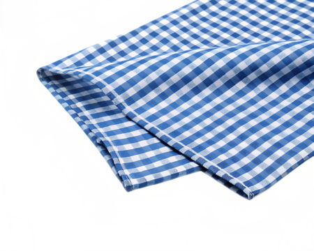 Blue white checkered fabric isolated on a transparent background