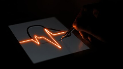 Hand Using Digital Tablet to Analyze Heartbeat Data 