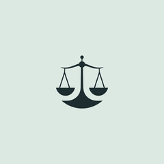 Balanced scale logo in clean and simple silhouette illustration.