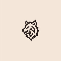 Angry wolf logo in sharp and minimalist line art design.