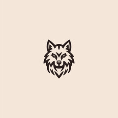 Angry wolf logo in sharp and minimalist line art design.