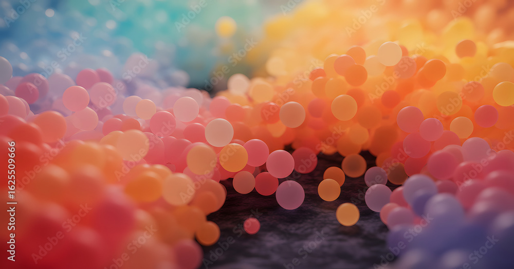 Aufkleber colorful spheres in a vibrant display: a mesmerizing artistic capture showcasing a cluster of transl
