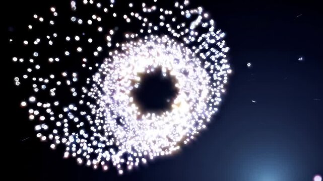 Magical ring sparkling diamonds rotates glitter motes drifting outward black crystalline four K particle circle that frames logos wedding names mystical portals fantasy