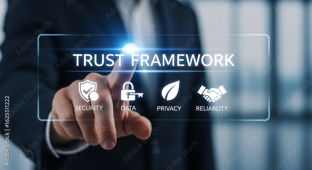 Aufkleber understanding trust framework security data privacy reliability and business compliance concept desi