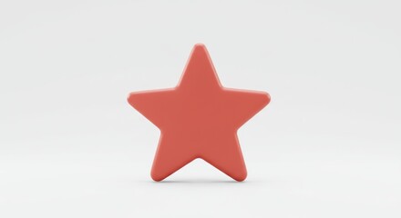 Obraz premium Solitary Coral Star: Minimalist 3D Render on White Background, Soft Lighting, Clean Aesthetic