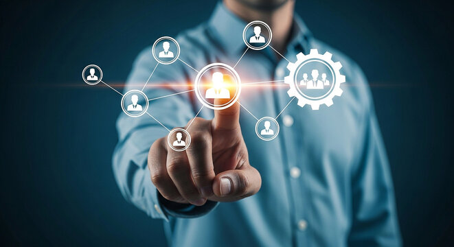 Human resources management hr technology connecting people networking business digital transformation concept