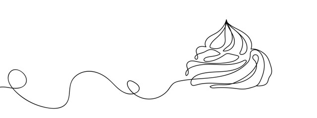 Continuous line vector of isolated cake decorating cream on transparent background. Editable stroke.