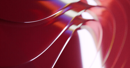 Abstract Red Glass Curves: Modern 3D Render with Glossy Reflective Surface and Dynamic Light Effects