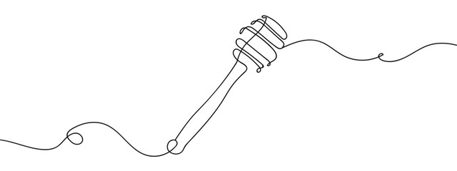 Continuous line vector of honey dipper isolated on transparent background. Editable stroke.