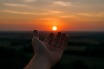 sunset in the hands