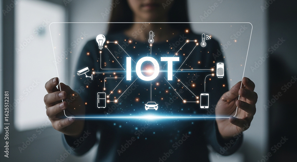 Poster iot internet of things technology concept smart devices connected digital transformation innovation 