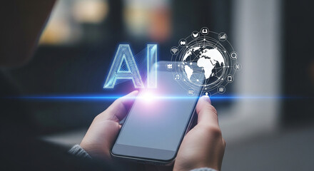 Ai technology on smartphone concept for artificial intelligence and machine learning future trends