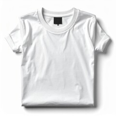 Close Up White Cotton T Shirt Mockup Design Isolated in White Background