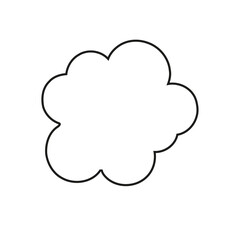 Obraz premium Minimalist Outline of a Fluffy Cloud with Black Stroke on a Clean White Backdrop