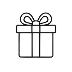 Gift box outline with ribbon on white background for graphic design purposes