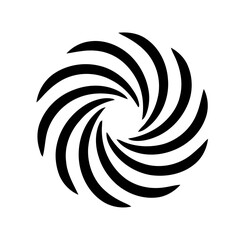 Swirling vortex pattern with curved radiating shapes on a blank background