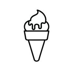 Minimalist ice cream cone graphic outline on white background