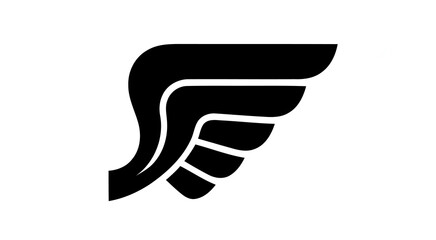 Simple Wing Shape in Black on White Background Graphic