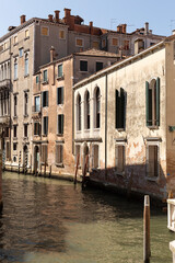Historic residential buildings facing a canal in Venice