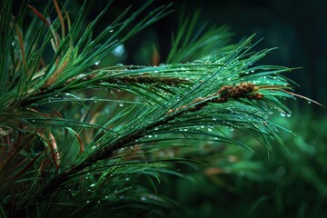 Dew-kissed Pine Needles in the Forest