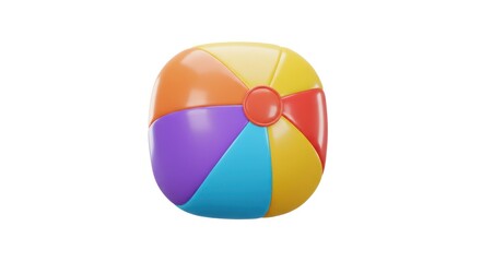 Fototapeta premium Vibrant Beach Ball: 3D Render with Bold Colors and Smooth Surface