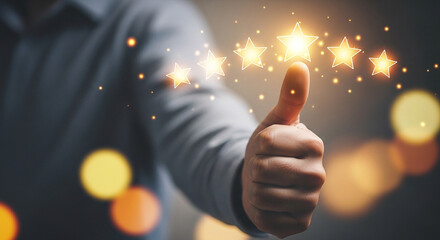 Customer experience five star rating review service satisfaction feedback positive thumbs up quality best 10 10