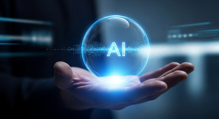 Artificial intelligence ai in hand future technology innovation machine learning concept design