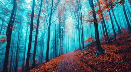 Naklejka premium Pixel Art Autumn Forest Path