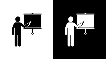 A person confidently presents information on a flip chart during a seminar, conveying knowledge and expertise.