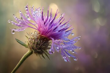Stunning Dew-Kissed Purple Flower