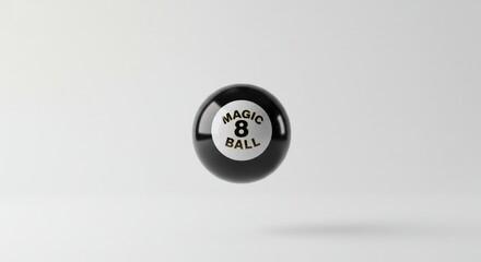 Mystical black magic 8 ball floating, future divination and fortune telling concept