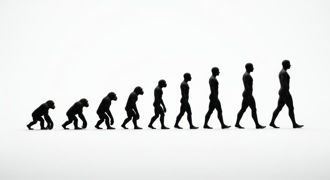 Visualizing the Evolutionary Ladder: From Early Primates to Contemporary Humans in Silhouette