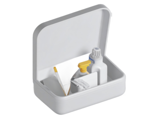 White Open Container Featuring Personal Hygiene Items Against a Transparent Background