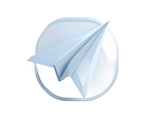 White Paper Airplane Icon on Transparent Background Featuring a Simple and Modern Design