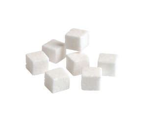 White sugar cubes sweet ingredient isolated on a transparent background