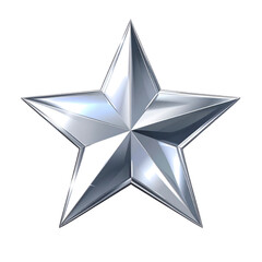 Obraz premium Shiny Silver Star Isolated On Transparent Background Celebrating Achievement or Recognition