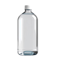 Naklejka premium Transparent Water Bottle With White Cap Isolated Against Black Background
