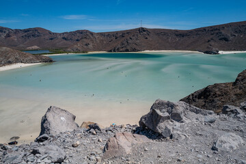 View of Balandra Bay. The bay includes Playa Balandra, considered one of the most beautiful and...