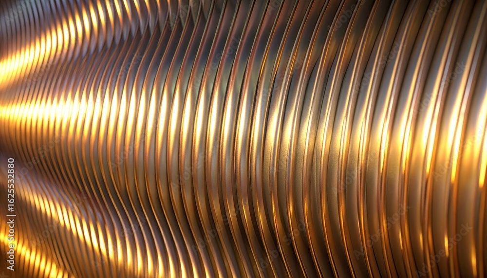 Poster a captivating abstract background presents a rhythmic pattern of metallic gold waves, showcasing a m