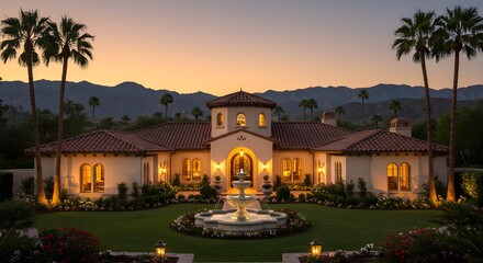 Mediterranean Mansion Sunset