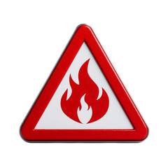 3d fire hazard warning sign icon isolated on transparent background 