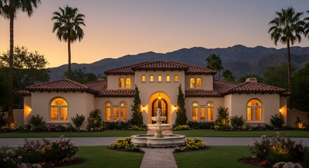 Obraz premium Mediterranean Mansion Sunset