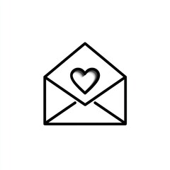 Simple line art of an envelope with a heart.